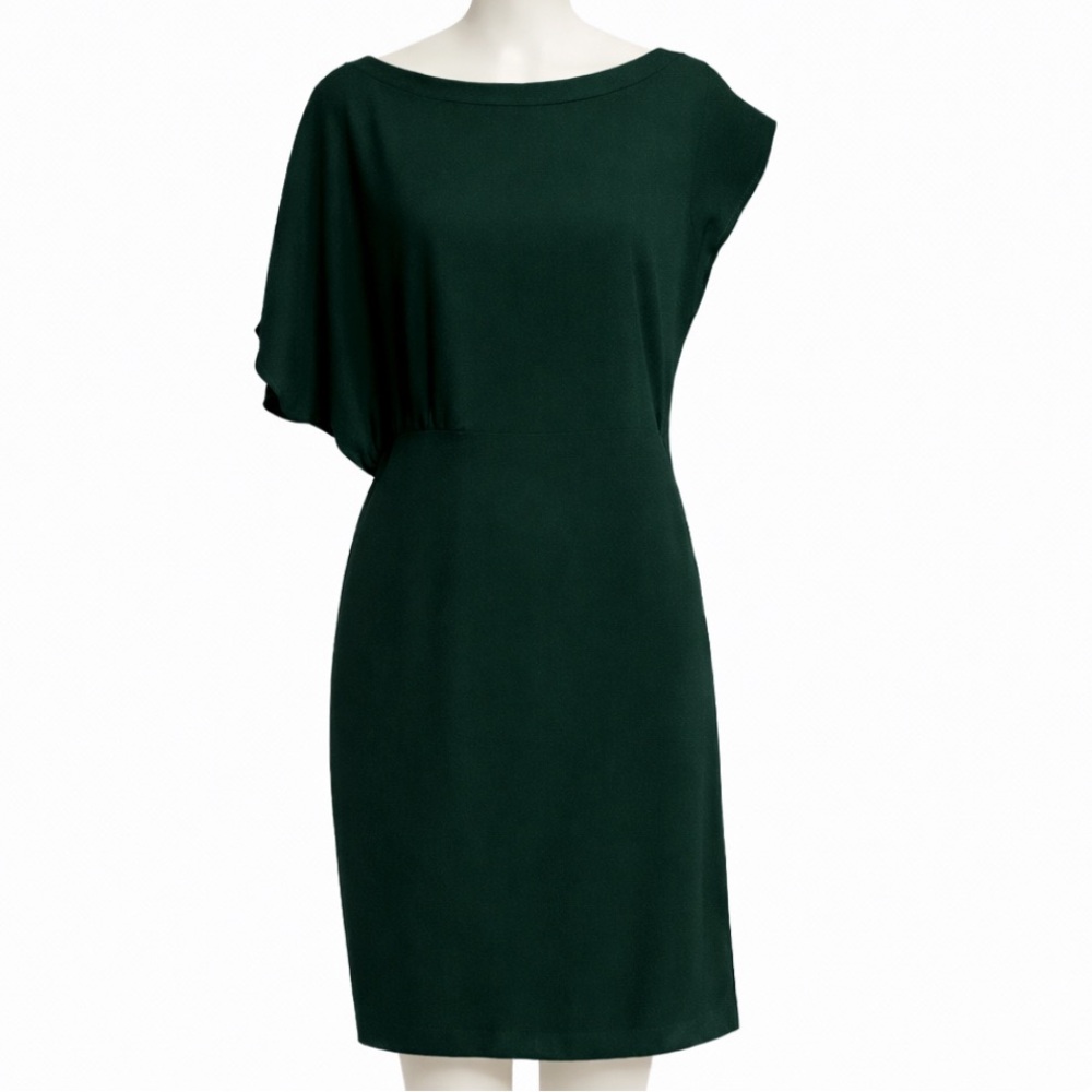 NWOT Chic Asymmetrical Dark Green Dress